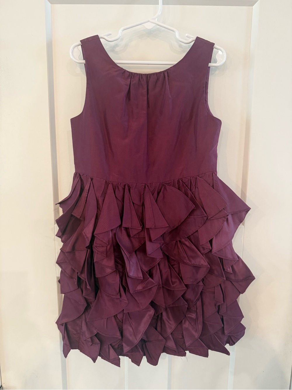 Crewcut silk taffeta Girls Plum Ruffled Party Dress